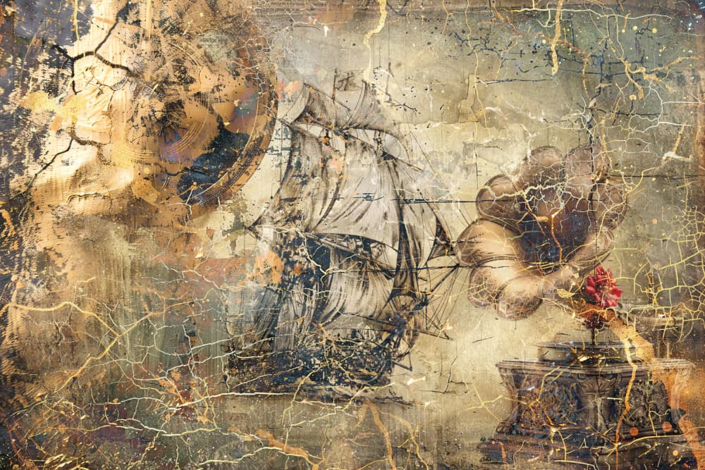 Vintage Ship Gramophone Globe by Rafal Kulik — canvas wall art