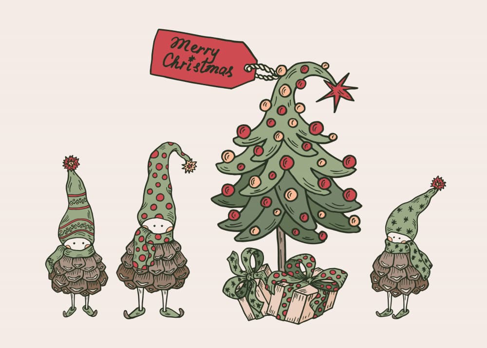 Whimsical Christmas Gnomes by Olena Kovalova — canvas wall art