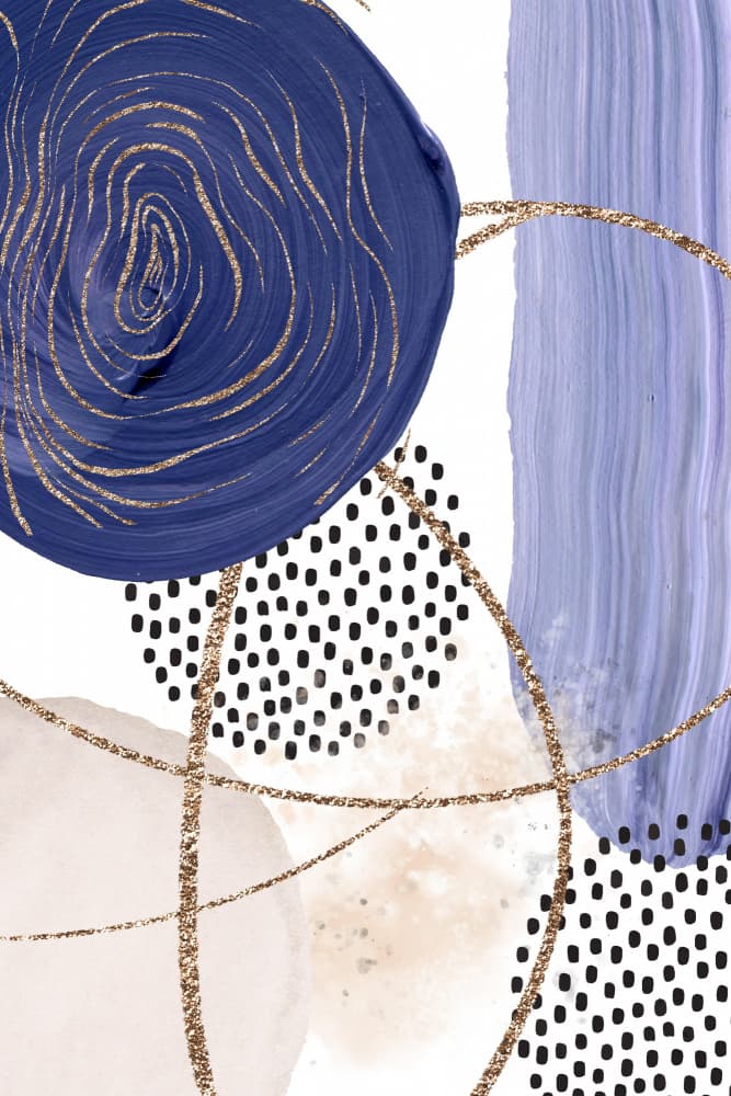 Abstract Indigo Gold Shapes by Sally Ann Moss — canvas wall art