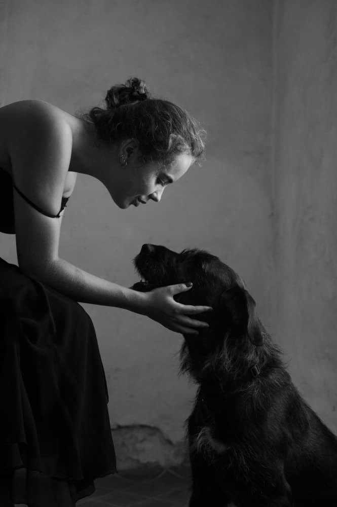Woman and Dog Love by Małgorzata Masarz — canvas wall art