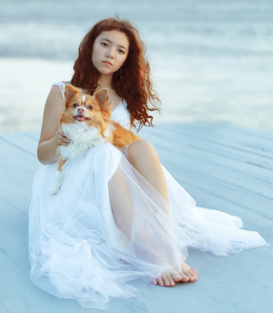 Serene Woman Gentle Dog by Catherine Wang — canvas wall art