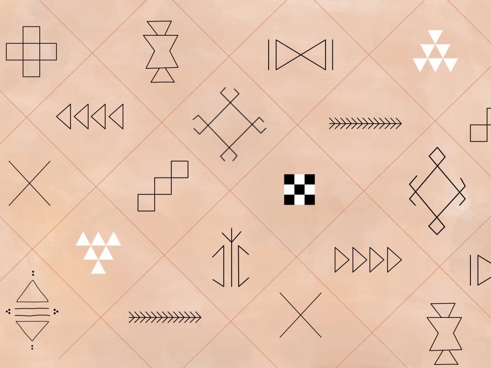 Geometric Tribal Symbols by Elena Ristova — canvas wall art