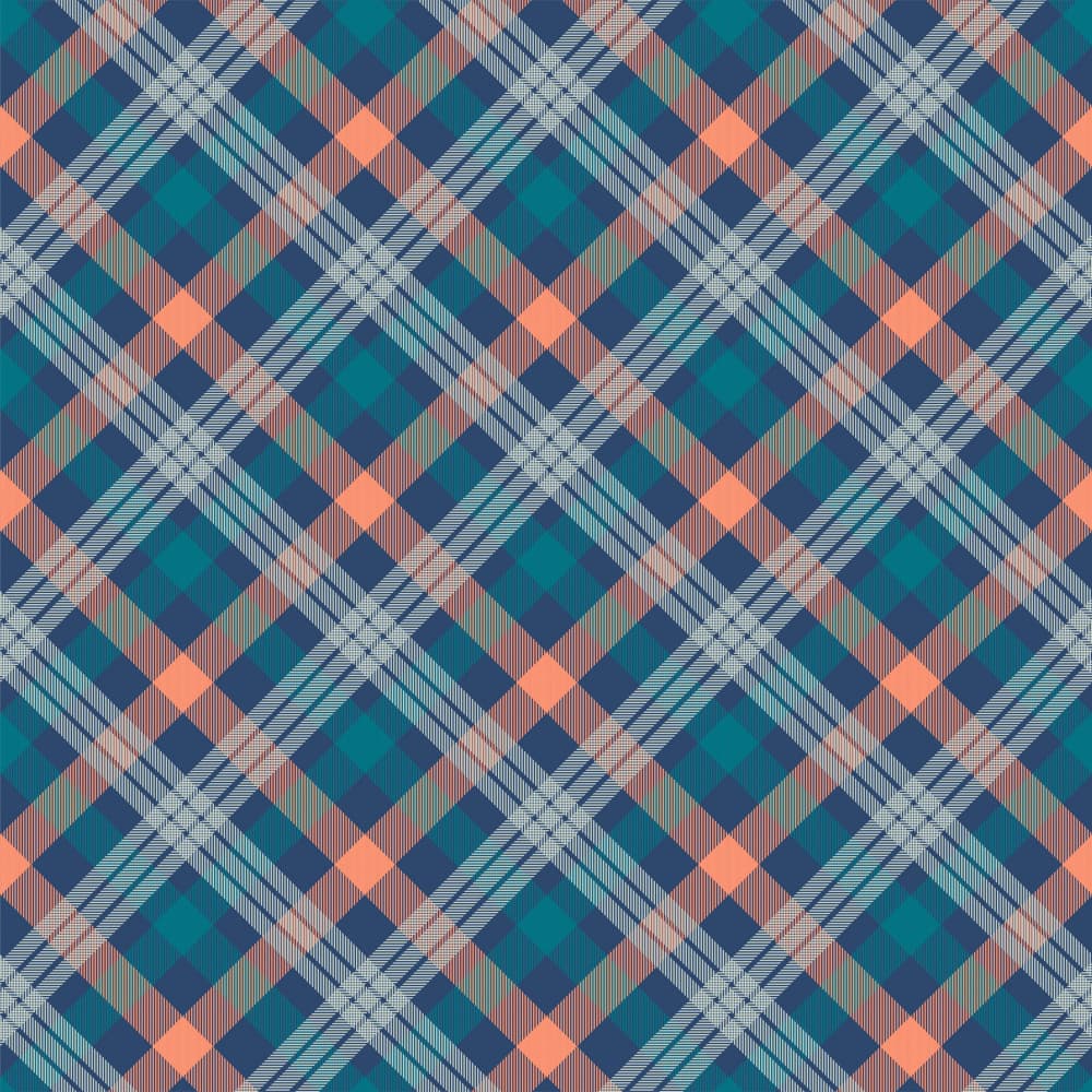 Teal Orange Plaid by Marika Barsrsind — canvas wall art