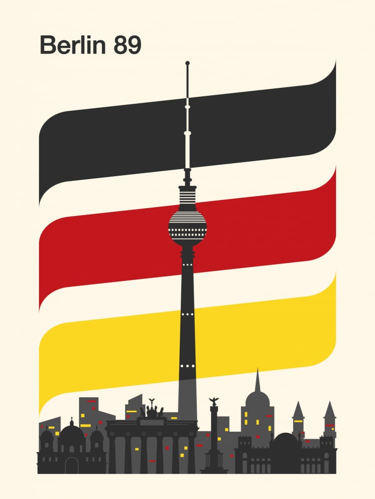 Berlin 89 German Skyline by Retrodrome — canvas wall art