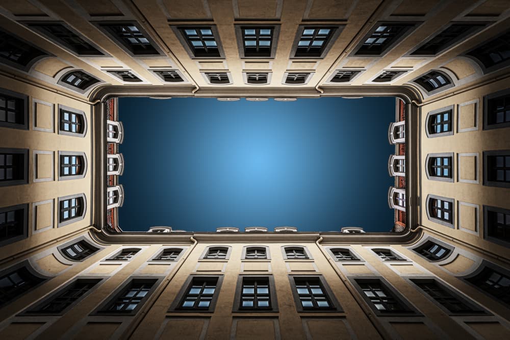 Urban Canyon Sky by fotomarion — canvas wall art