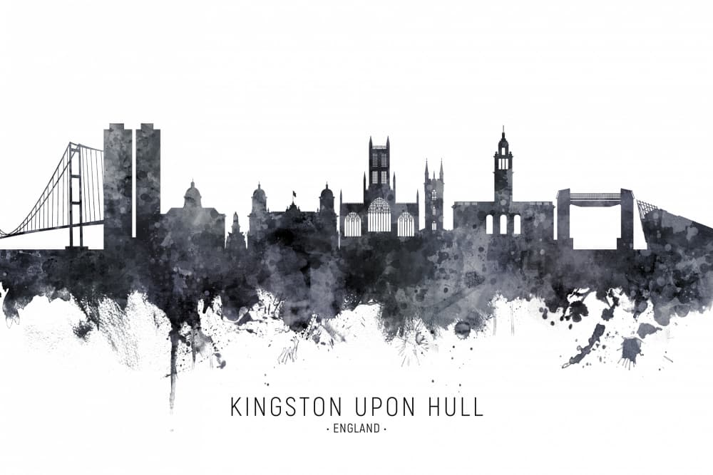 Watercolor Hull Skyline by Michael Tompsett — canvas wall art