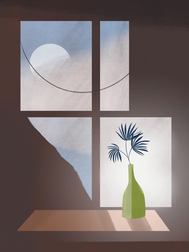 Sunlit Window Shelf by Little Dean — canvas wall art