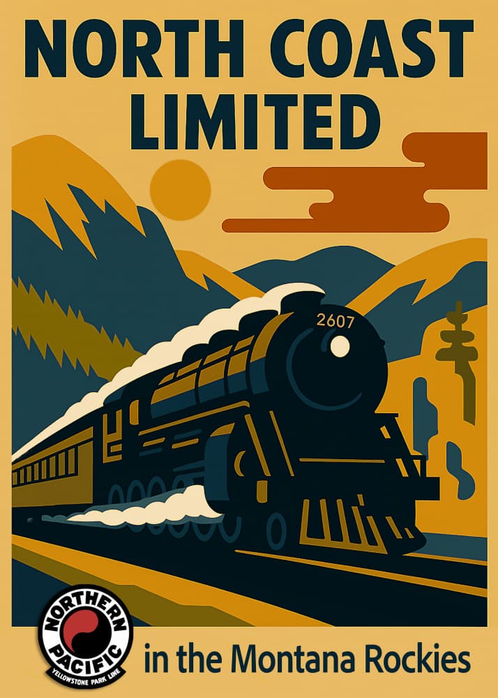 Vintage Mountain Train Journey by Osvaldo Russo — canvas wall art