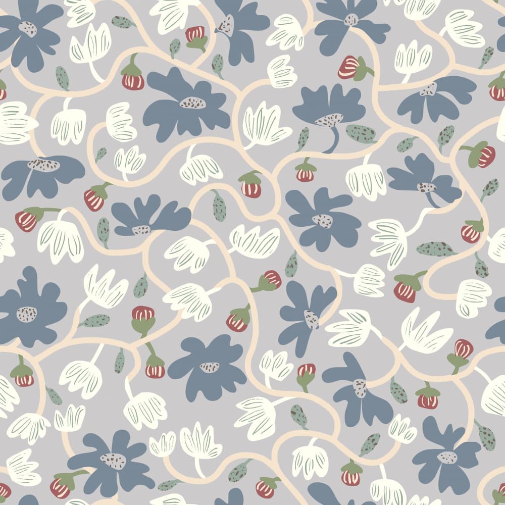 Soft Blue Botanical Pattern by Annick — canvas wall art