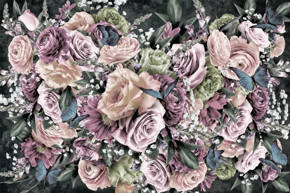 Moody Butterfly Bouquet by Sue Skellern — canvas wall art