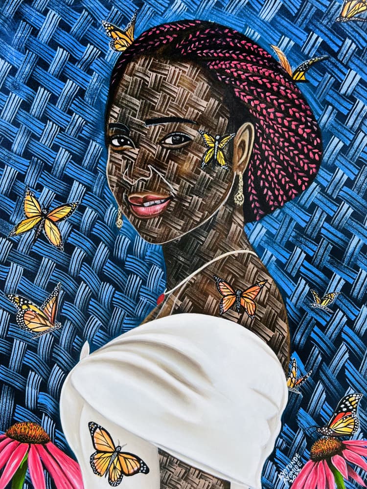 Patterned Woman Butterflies by Ayotunde ayomide — canvas wall art