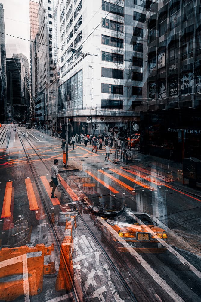 Dynamic Urban Double Exposure by Carmine Chiriacò — canvas wall art
