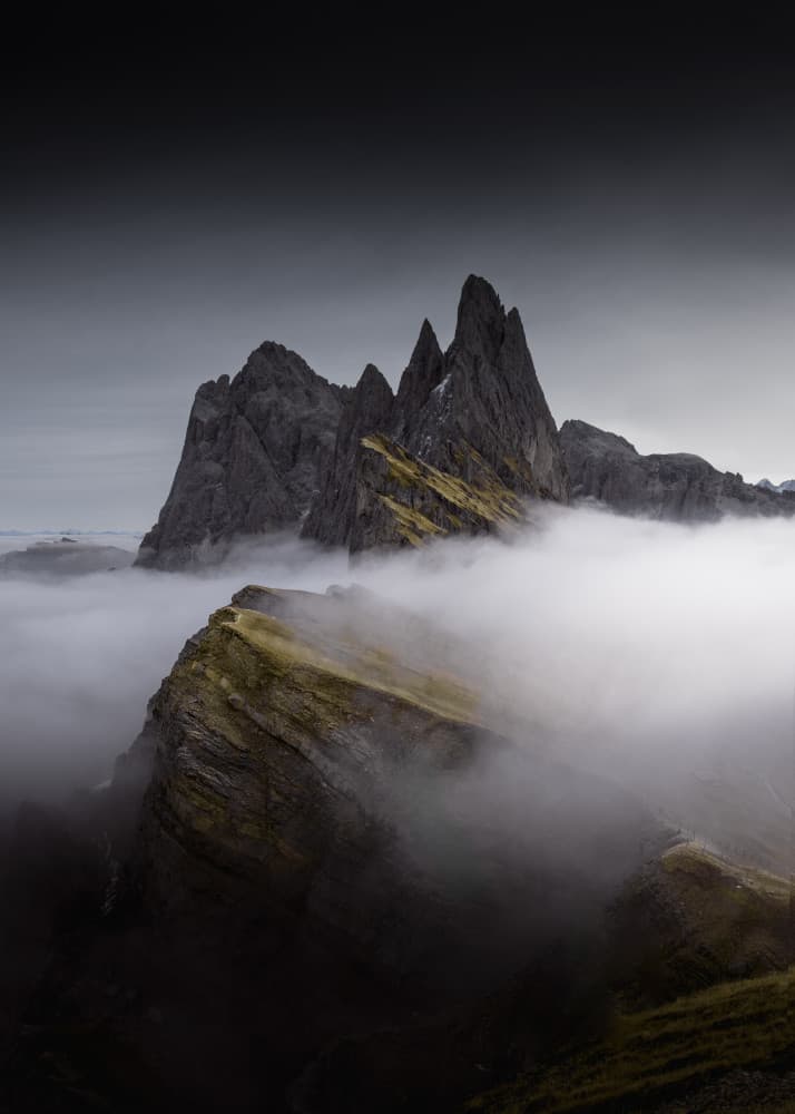 Majestic Foggy Peaks by Grace Guo APA — canvas wall art