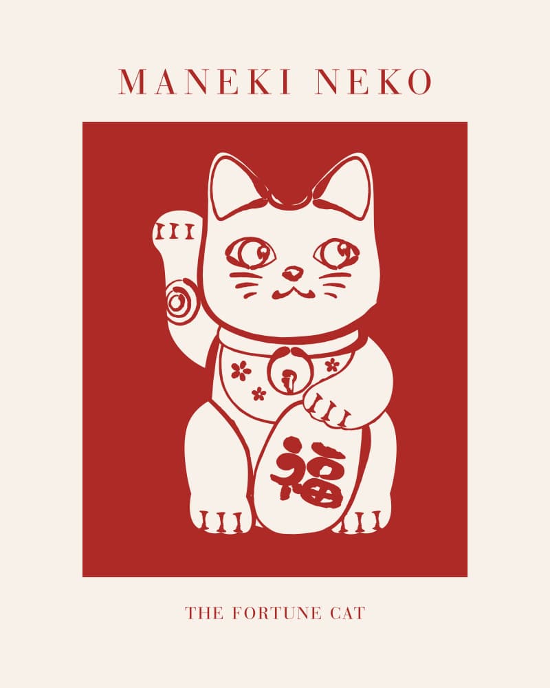 Maneki Neko Lucky Cat by KsanaKalpa — canvas wall art