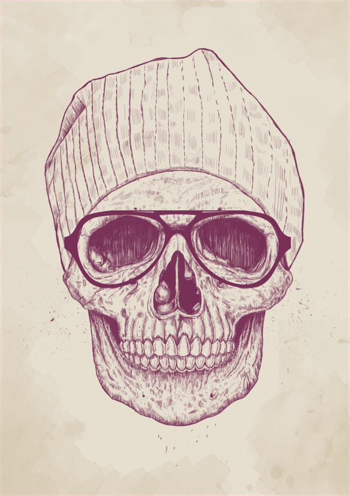 Cool Skull Beanie Glasses by Balazs Solti — canvas wall art