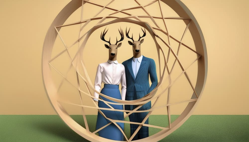 Surreal Deer Couple by engin akyurt — canvas wall art
