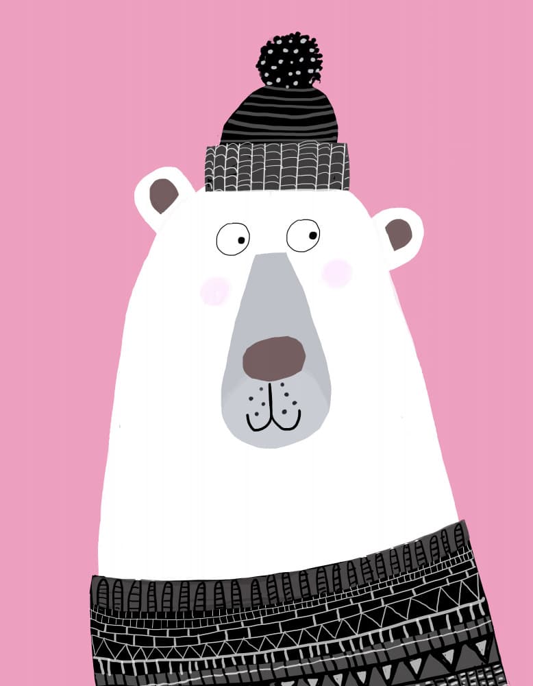 Cozy Winter Polar Bear by Carla Daly — canvas wall art