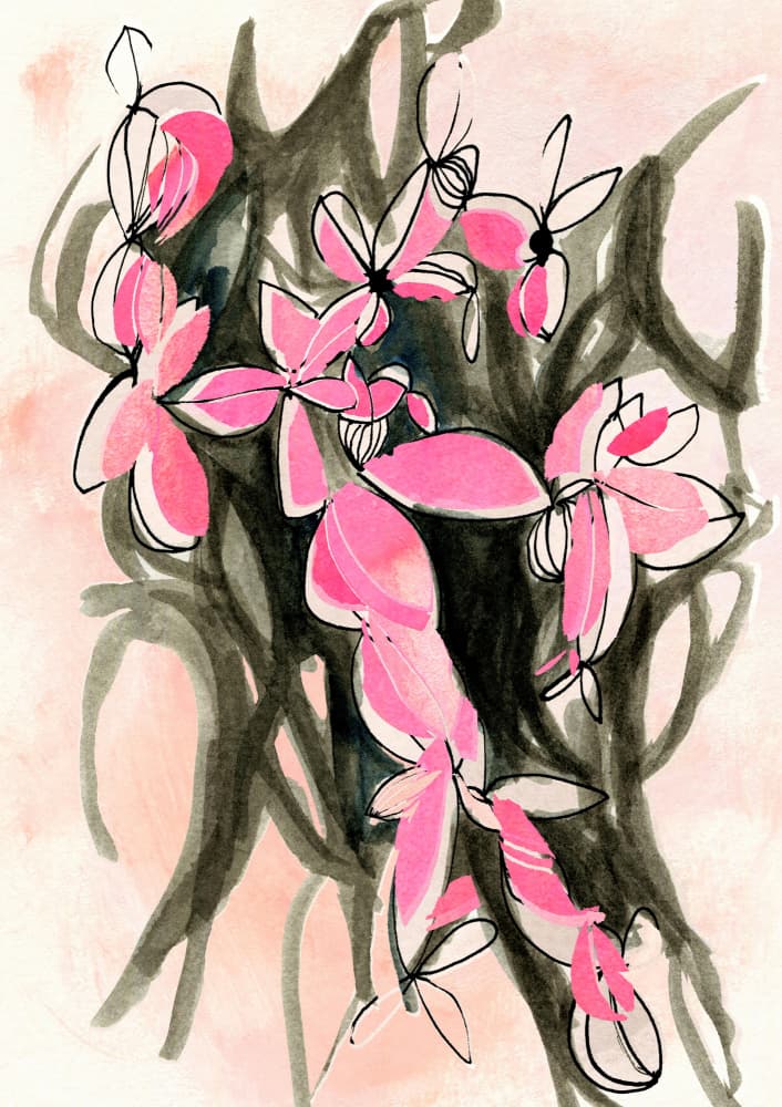 Pink Abstract Flowers by Jenja Braun — canvas wall art