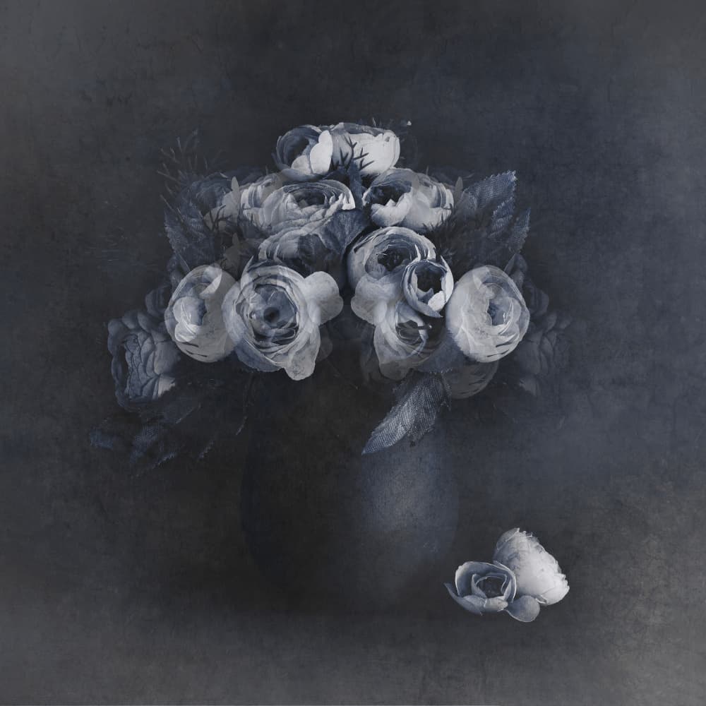 Elegant Grey Blooms by Cicek Kiral — canvas wall art