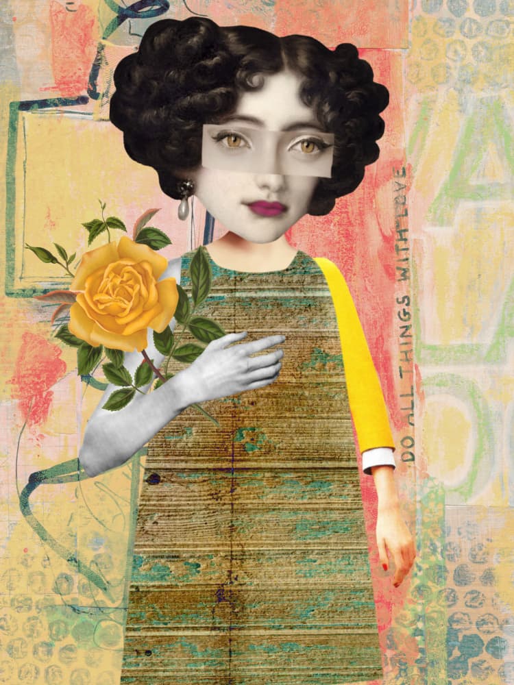 Enigmatic Woman Yellow Rose by Marja van den Hurk — canvas wall art