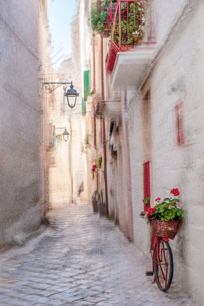 Charming Alley Bicycle by Cindy Liu — canvas wall art
