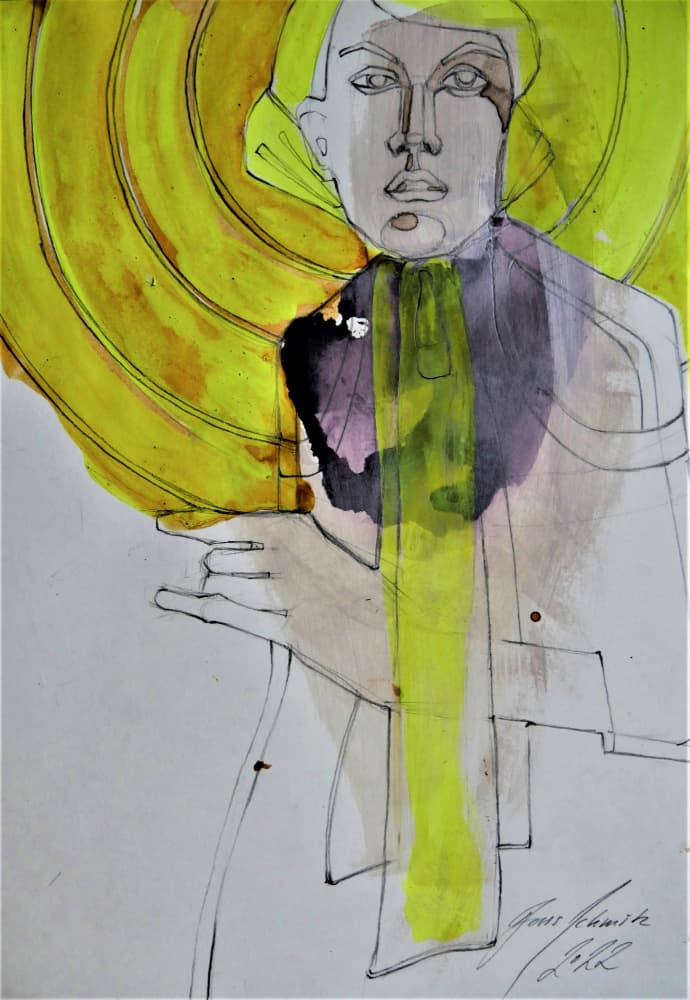 Abstract Woman Yellow by Doris Schmitz — canvas wall art
