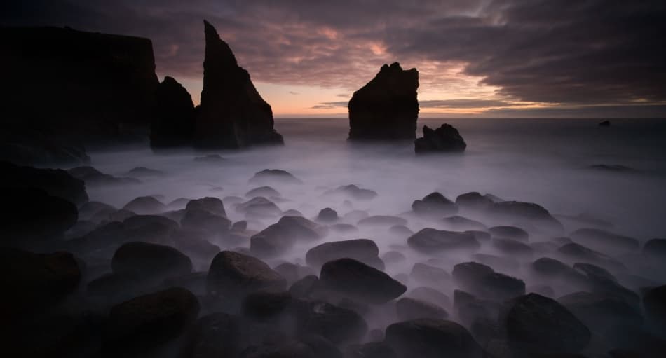 Misty Sea Stacks by Raymond Hoffmann — canvas wall art