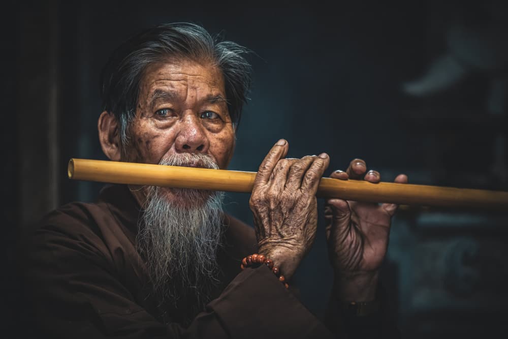 Bamboo Flute Serenity by Marco Tagliarino — canvas wall art