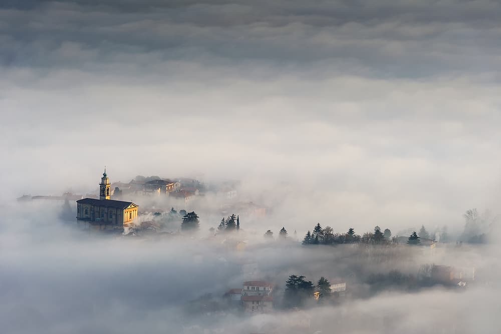 Church in Morning Fog by Roberto Marini — canvas wall art