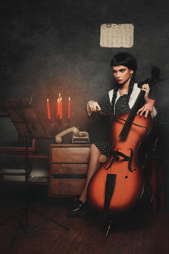 Gothic Cello Night by Djayent Abdillah — canvas wall art