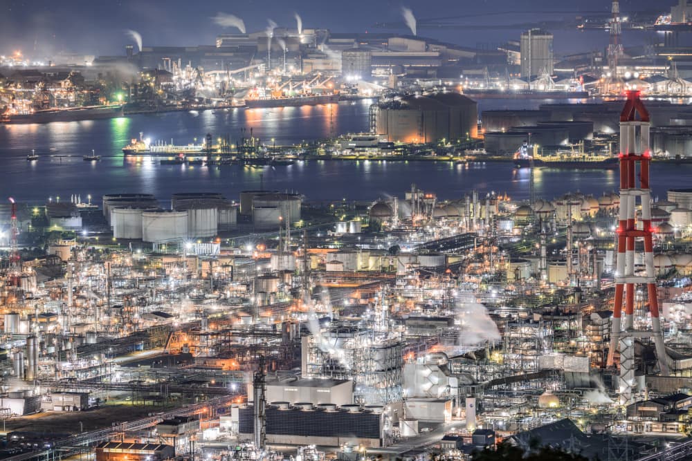 Industrial Cityscape Night by Kobayashi Tetsurou — canvas wall art