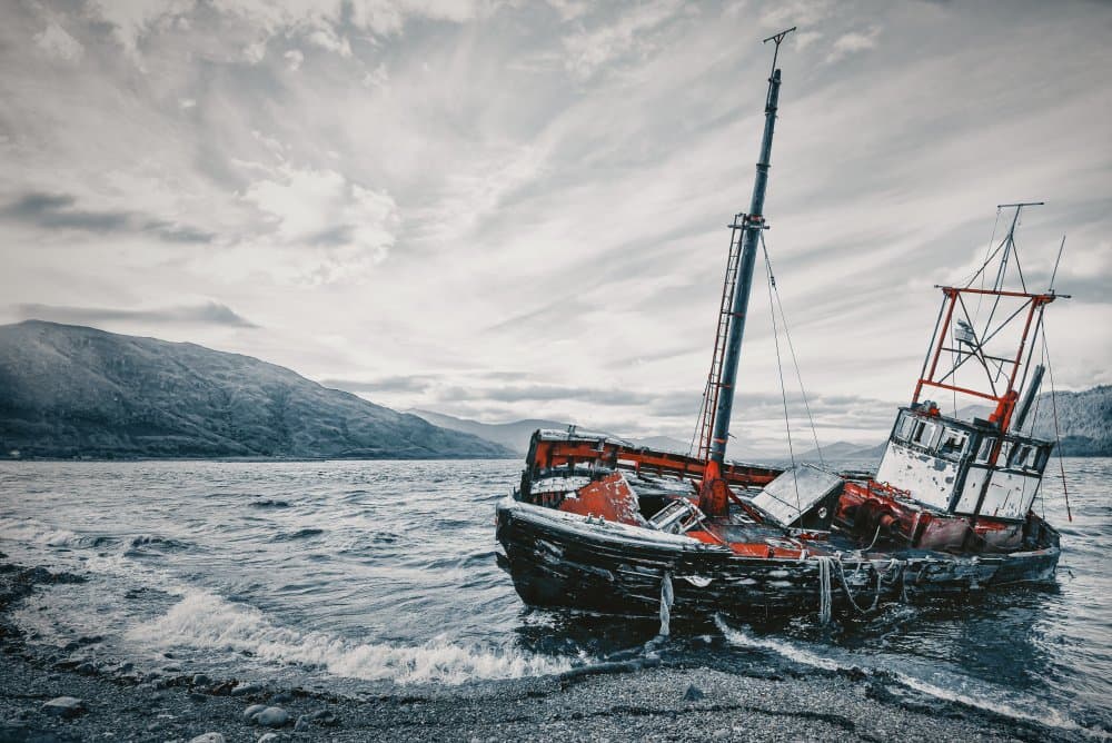 Wrecked Fishing Boat by Mike Kreiten — canvas wall art