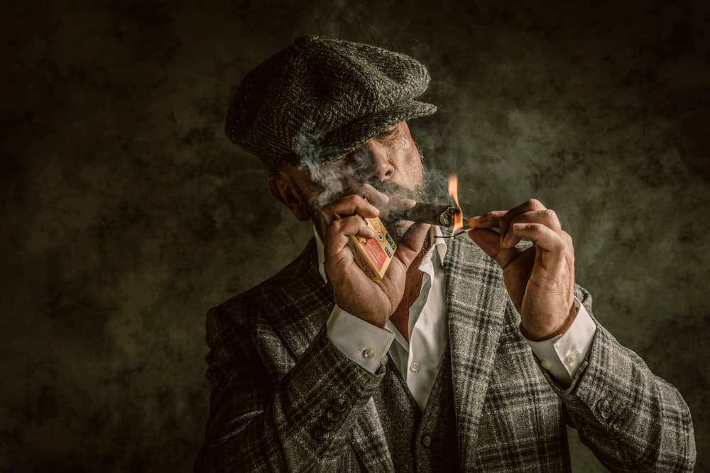Gentleman Lighting Cigar by gNo — canvas wall art