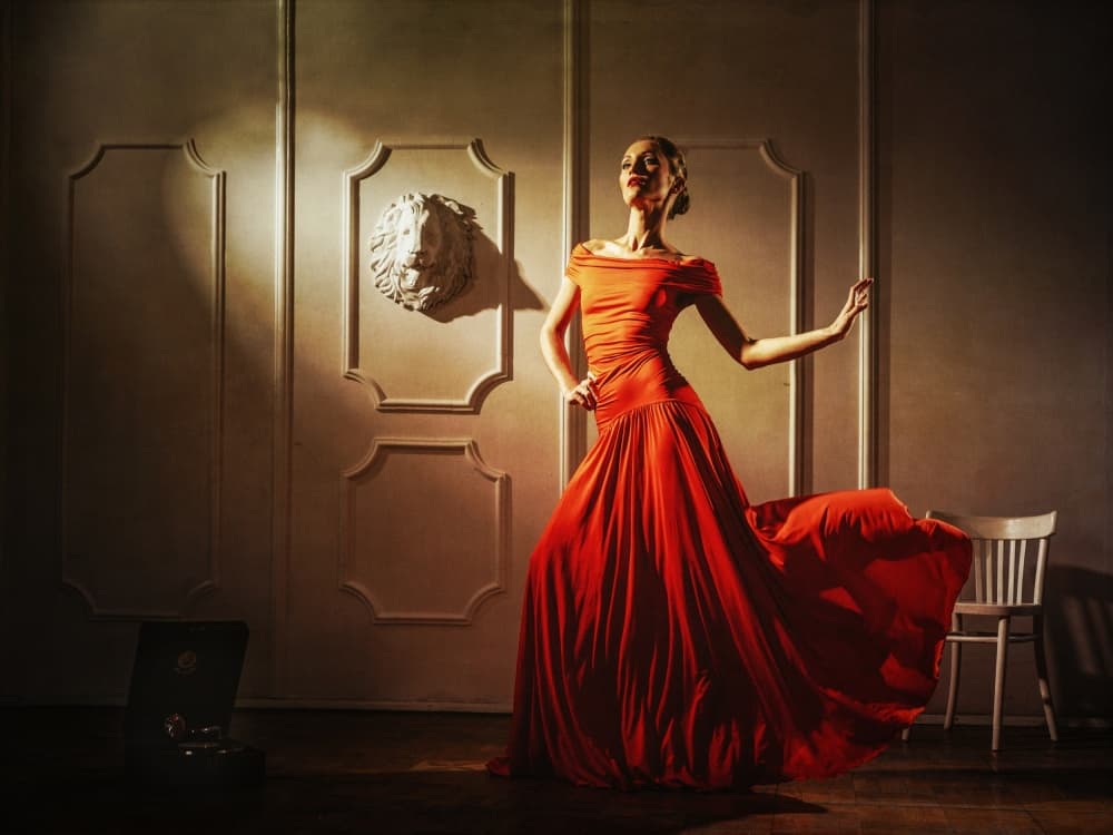 Dramatic Red Gown by Photographer — canvas wall art