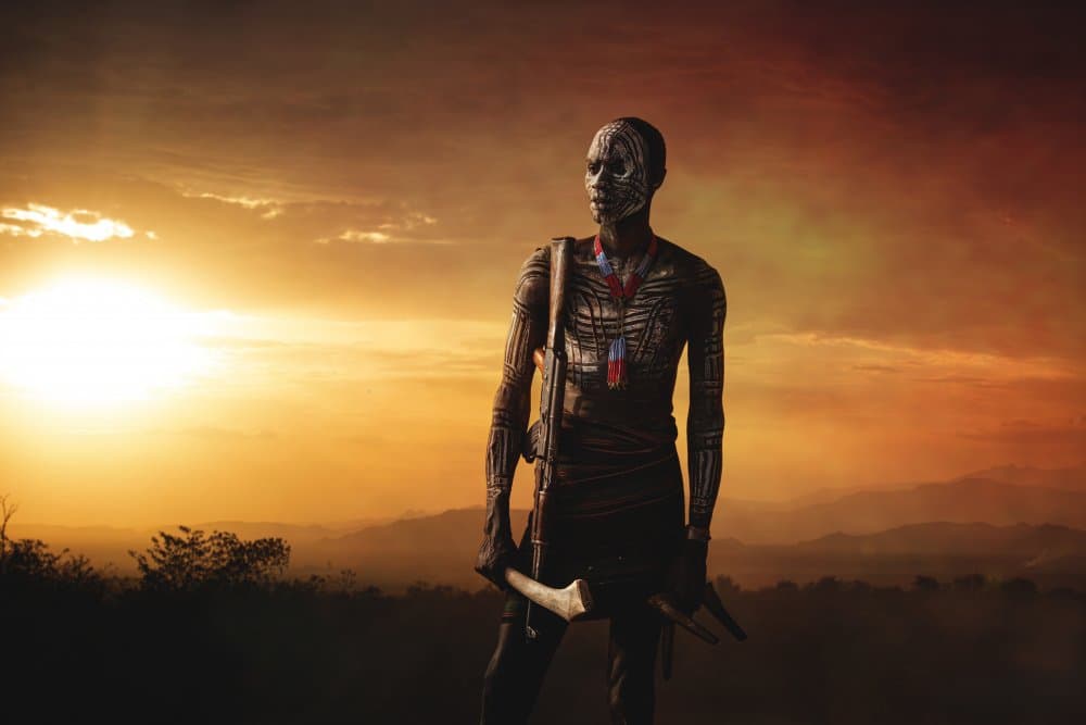 Tribal Warrior Sunset by Svetlin Yosifov — canvas wall art