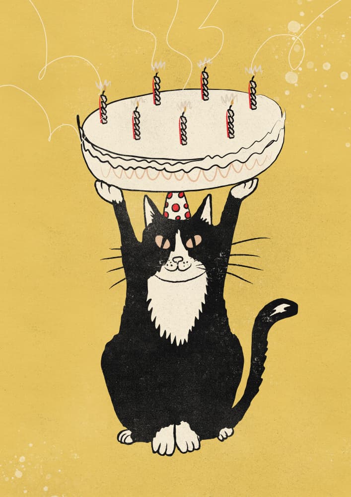 Birthday Cat Celebration by Nicholas — canvas wall art