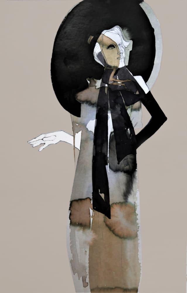 Elegant Woman Black Hat by Doris Schmitz — canvas wall art