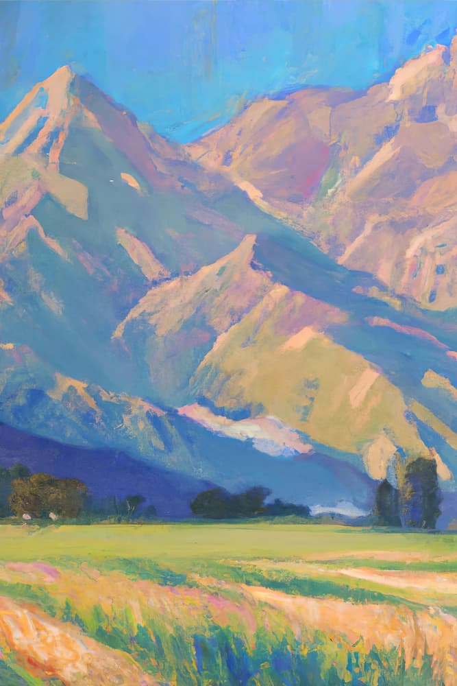 Vibrant Mountain Valley by Melloi Art Prints — canvas wall art