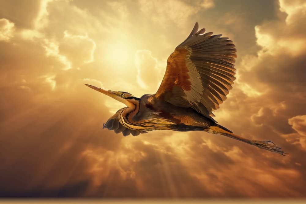 Majestic Heron in Flight by Bassant Meligy — canvas wall art