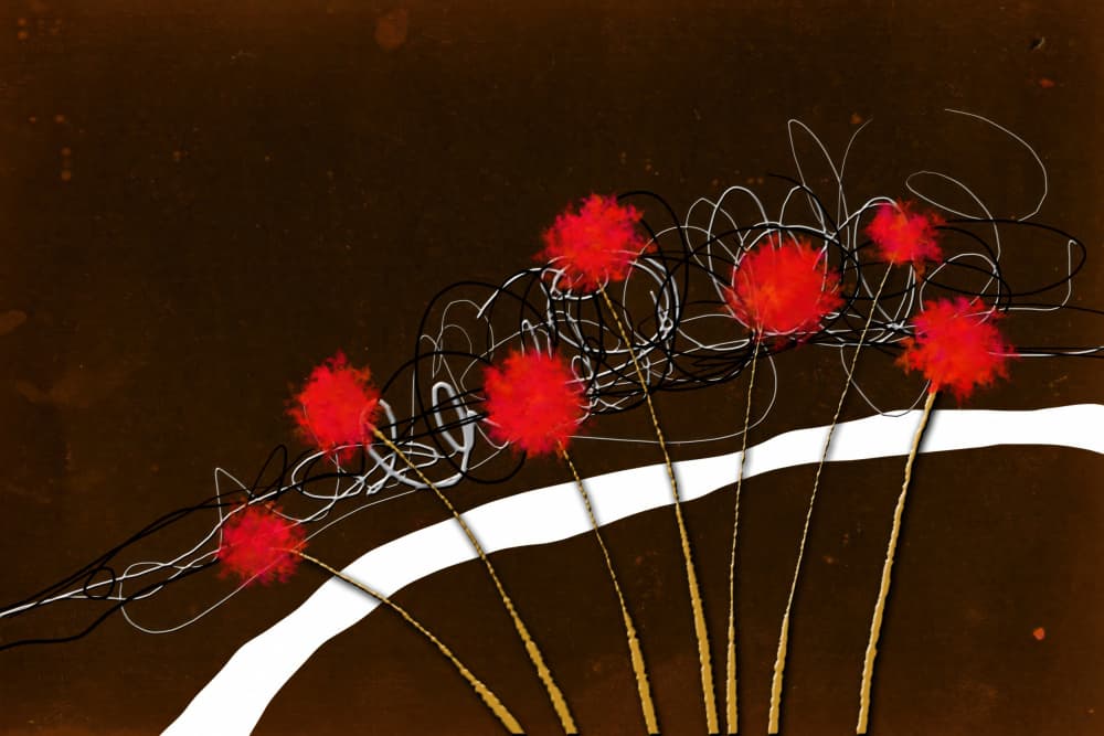 Abstract Red Flowers by Rafal Kulik — canvas wall art