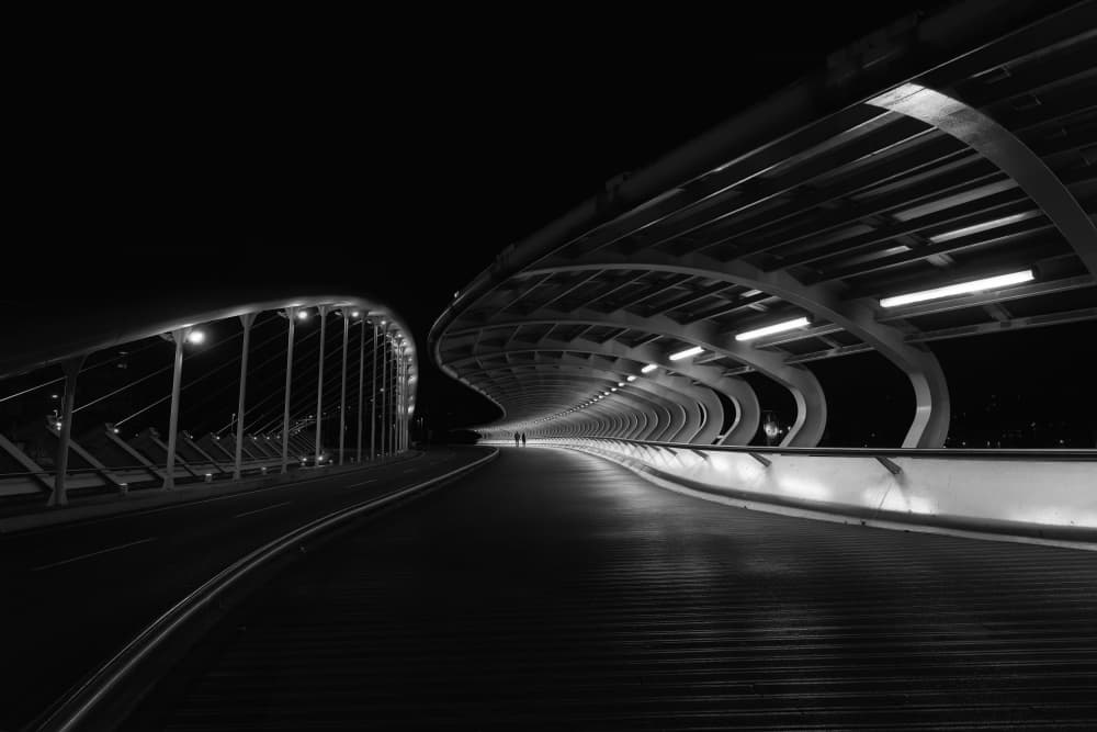Modern Night Bridge by carmenvillar — canvas wall art