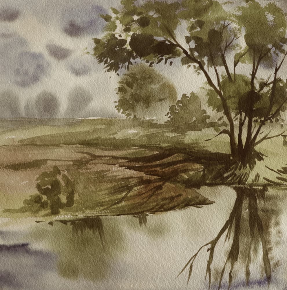 Calm River Reflection by Santhosh ch — canvas wall art