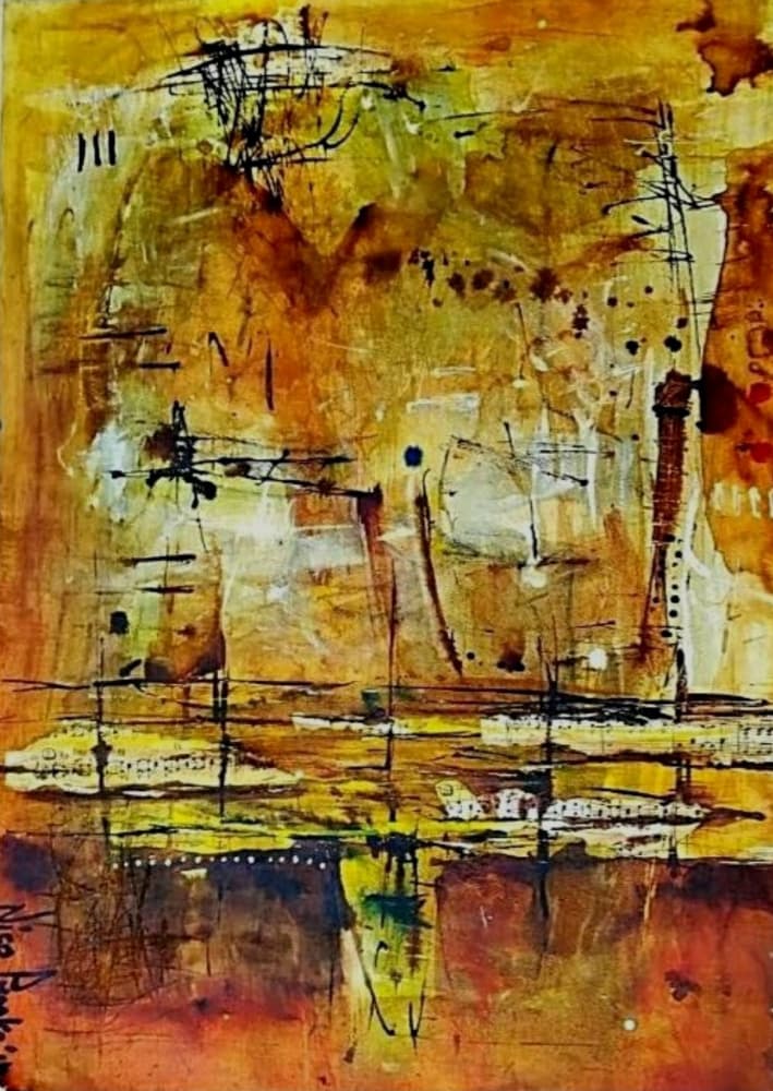 Golden Abstract Layers by Nico Phooko — canvas wall art