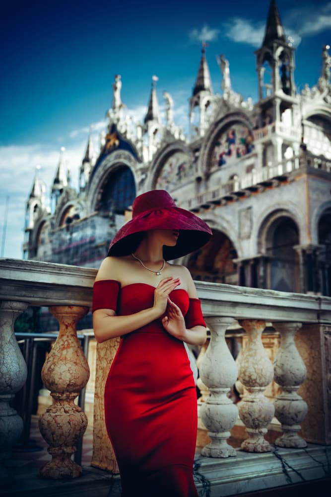 Lady in Red Venice by Ruslan Bolgov — canvas wall art