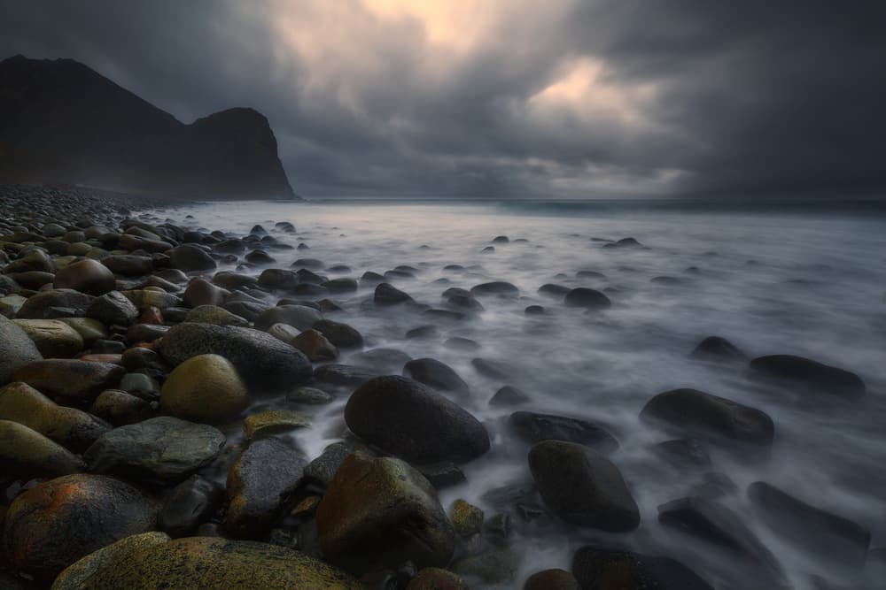 Moody Coastal Rocks by Tomasz Rojek — canvas wall art