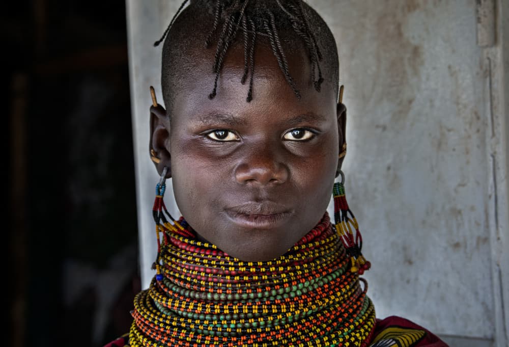 African Beaded Gaze by Joxe Inazio Kuesta Garmendia — canvas wall art