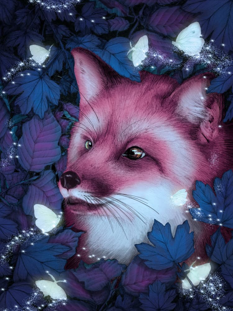 Pink Fox Fantasy by EC Mazur — canvas wall art