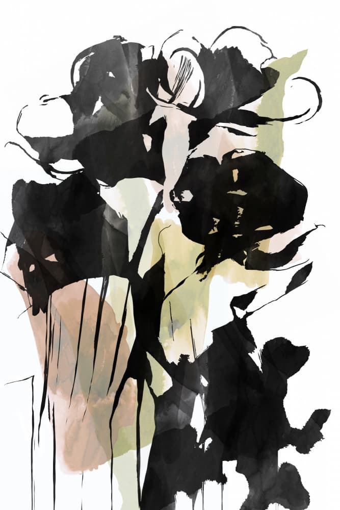 Black Ink Floral Abstract by cartissi — canvas wall art