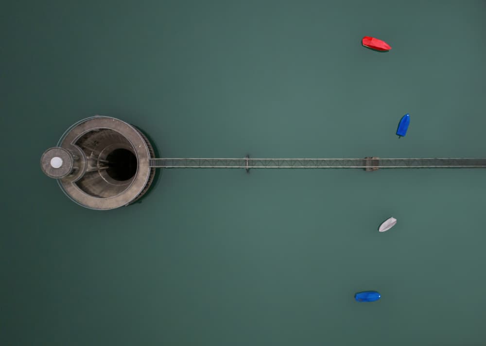 Abstract Reservoir Boats by Streiff Marcel — canvas wall art