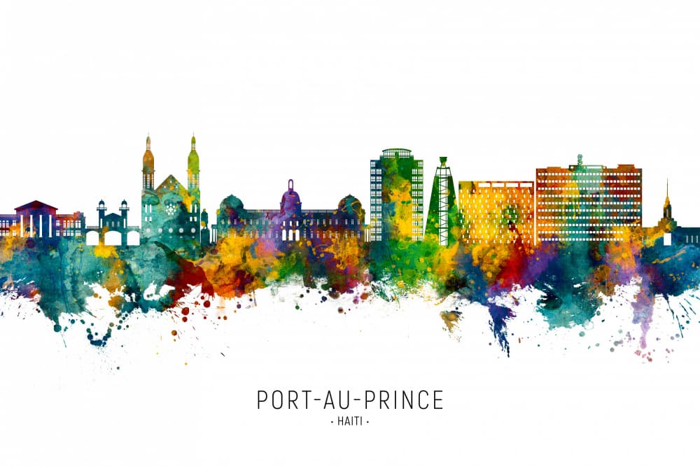 Vibrant Port-au-Prince Skyline by Michael Tompsett — canvas wall art